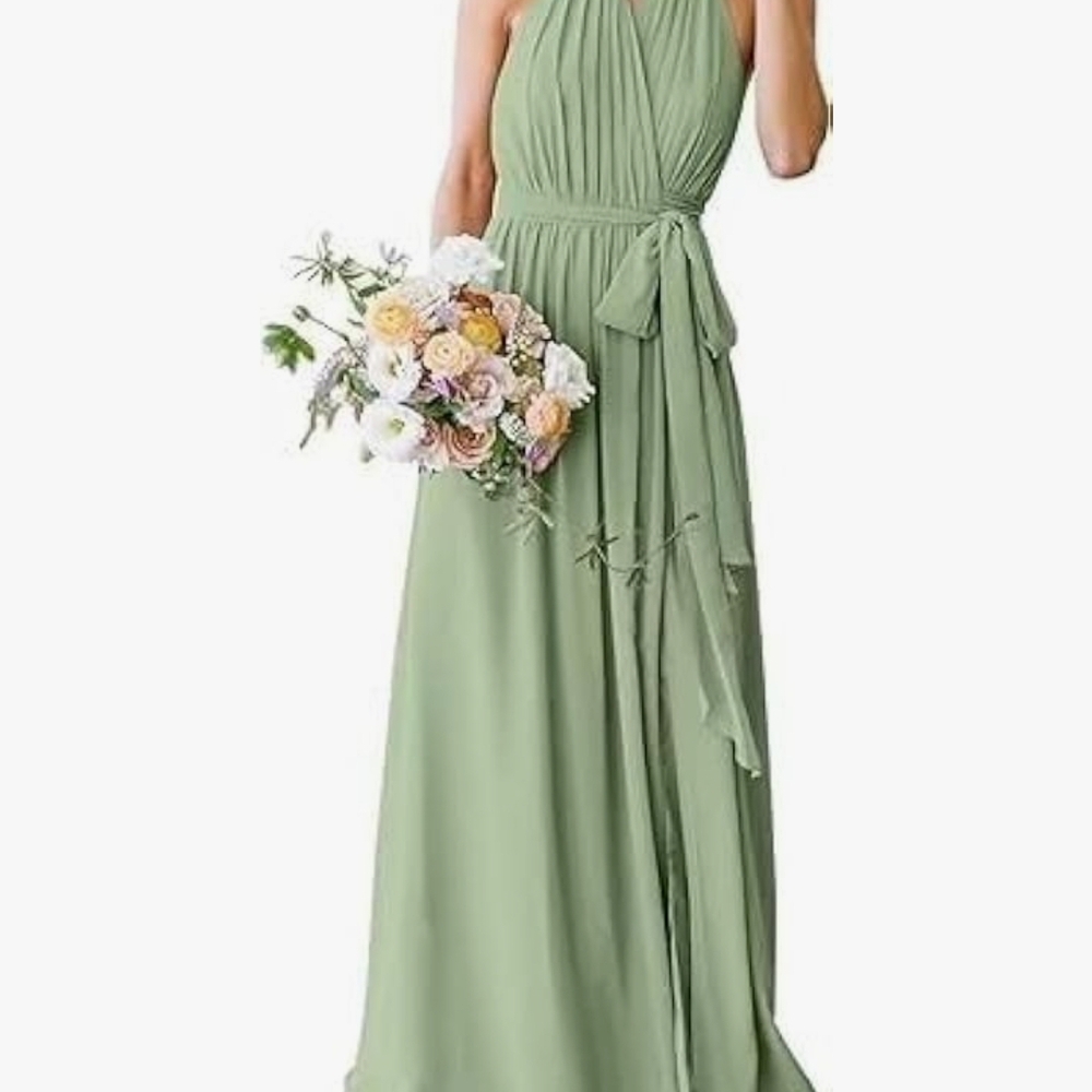 Green Halter Maxi Gown for Brides